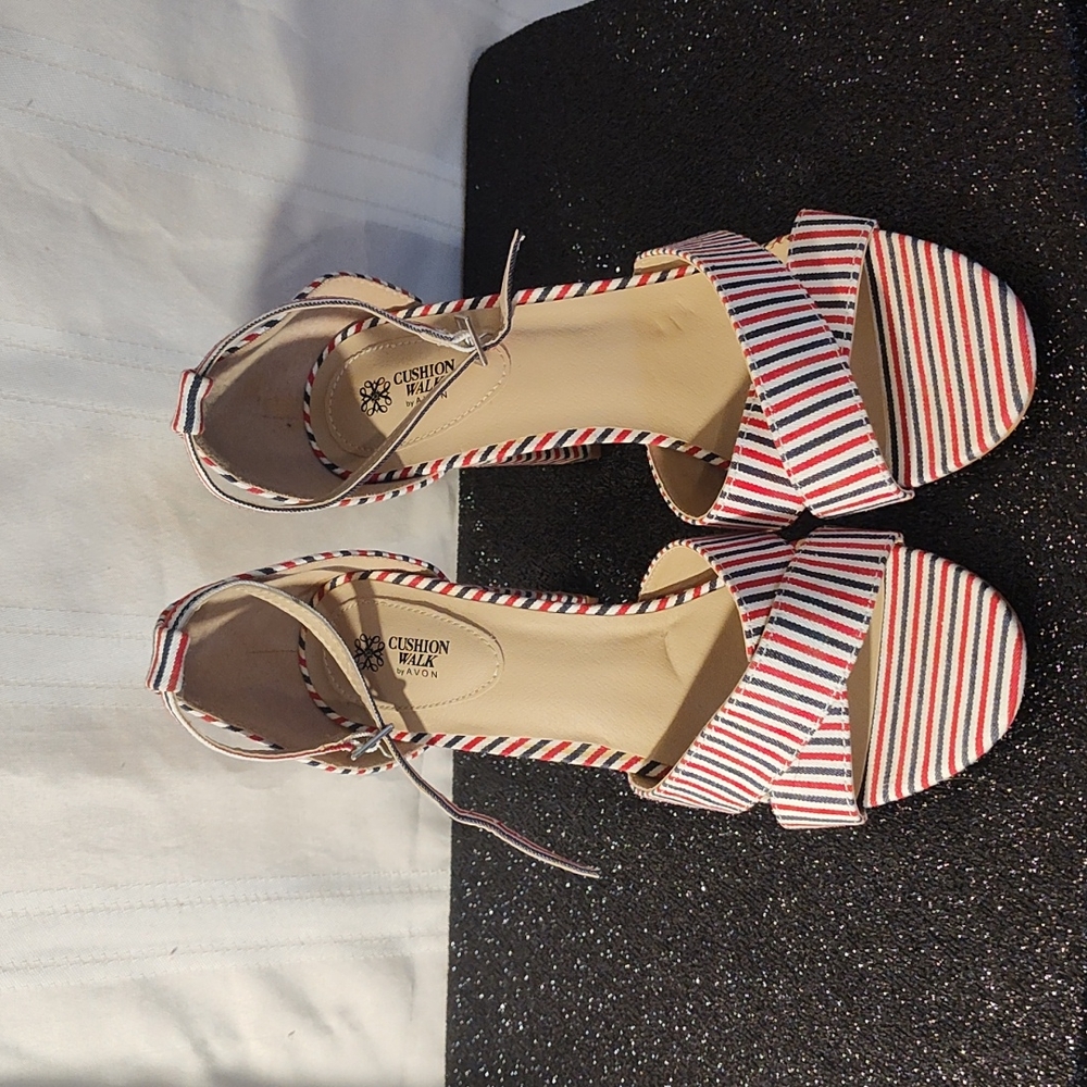 Striped Heels - Red, Green, White